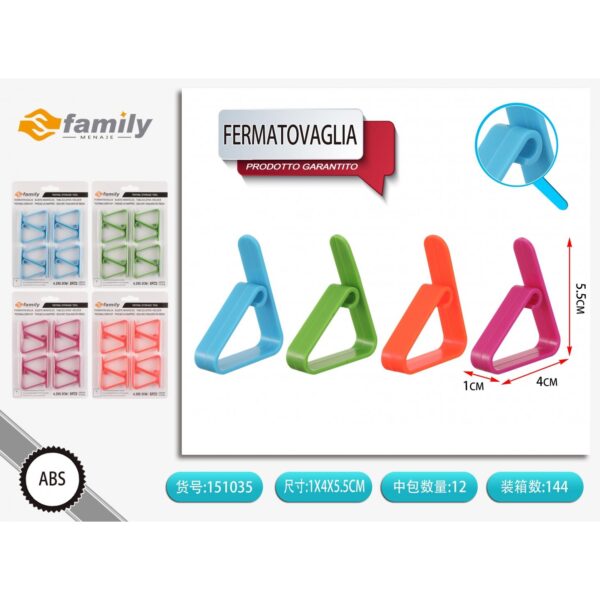 53474 8434581510351 151035 MI FERMATOVAGLIA 4PZ IN PLASTICA COL.ASSORTITI