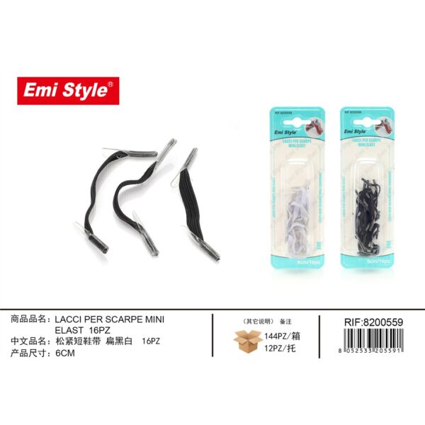 53481 8052533205591 8200559 EMI lacci scarpe mini 6cm 16 elastici