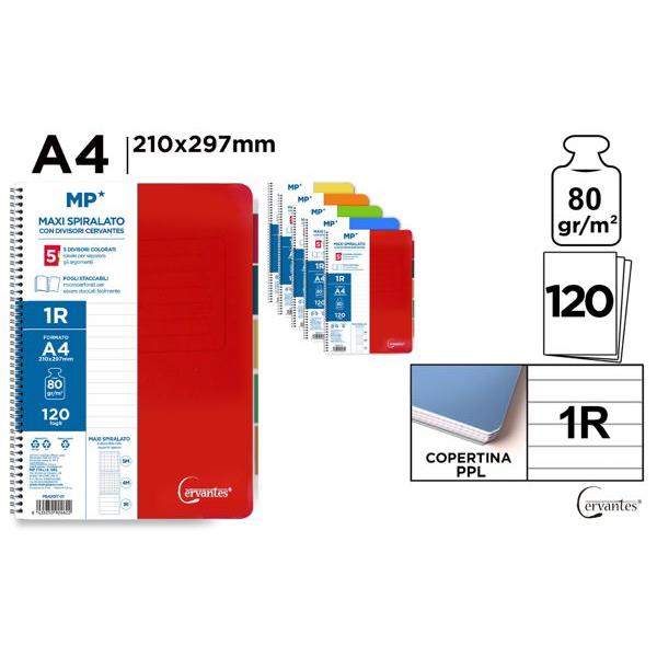 53506 8435250924622 PB420IT-01 MAXI SPIRALATO CON 5 DIVISORI COLORATI A4 1R 120 FOGLI