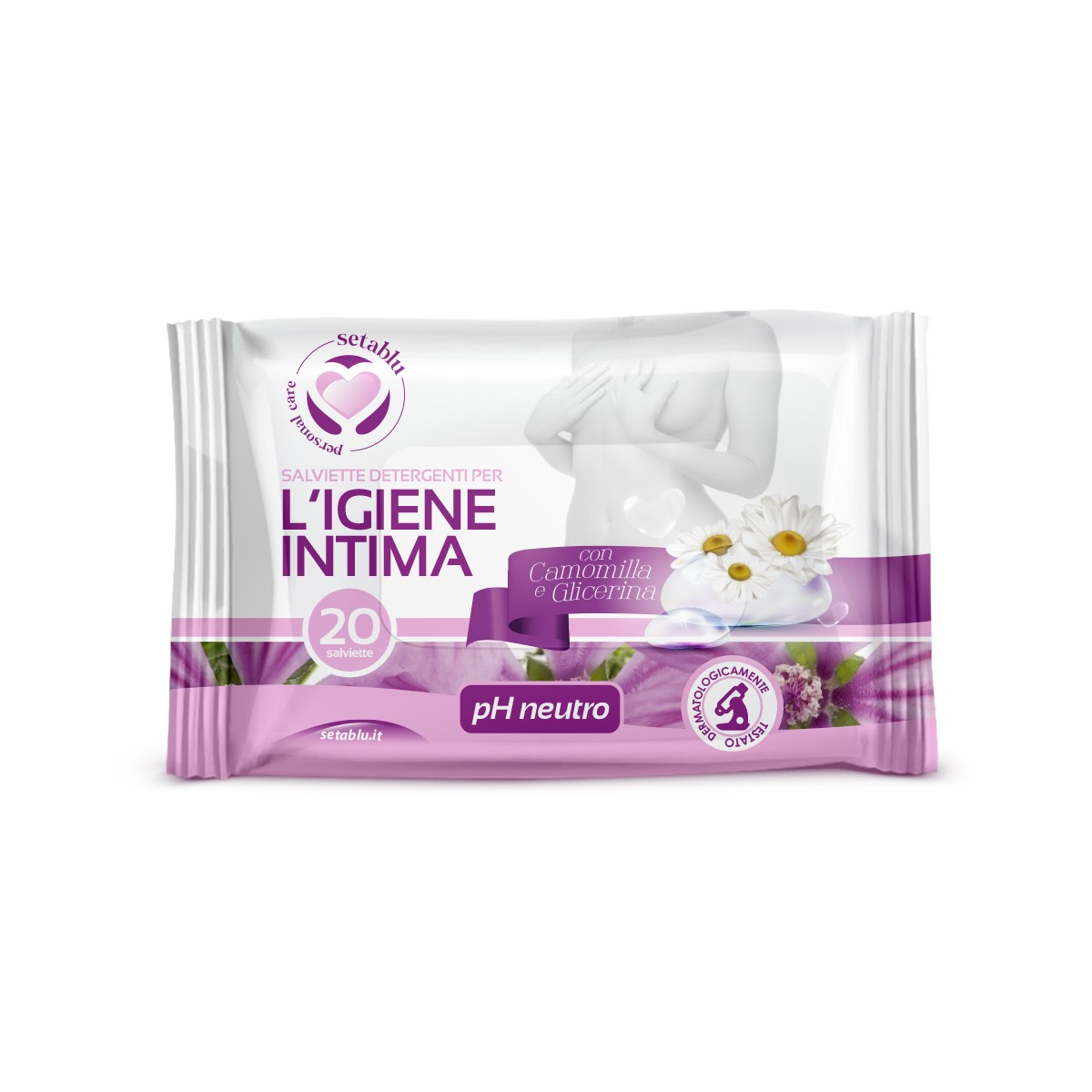 53941 8055348163520 40250 salviette intime con camomilla e glicerina 20pz