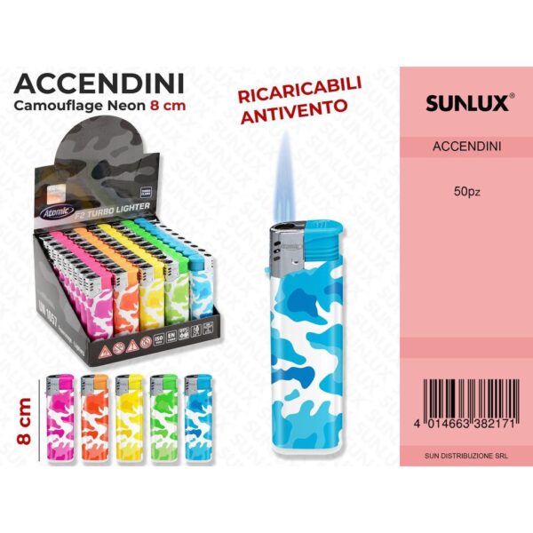 53979 4014663382164 3771010 accendino camouflage neon a vento cm.8