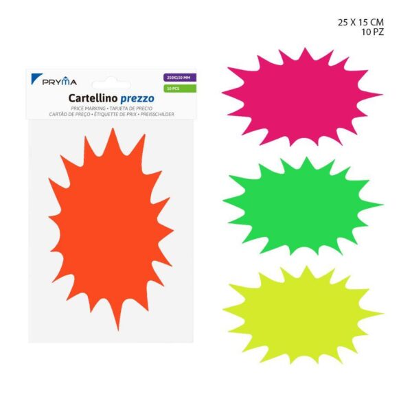55144 8055769239651 8034139233079 CARTELLINO PREZZO 10PZ OVALE 25X15CM BL.