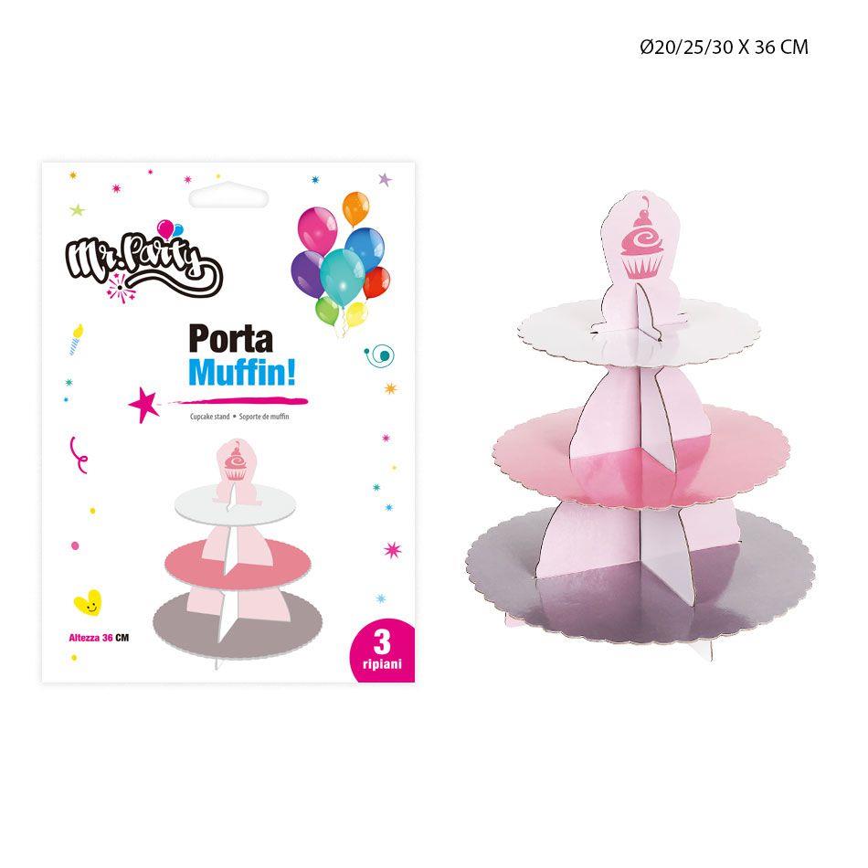 55245 8055769196206 0220733 PORTA MUFFIN 3PIANI 36CM ROSA