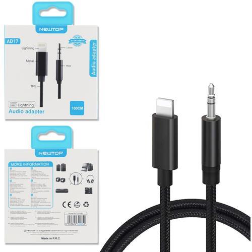 55328 8059822320850 32085 CAVO AUDIO LIGHTNING SPINA - JACK 3,5 SPINA 100CM 3 POLI COLOR NERO