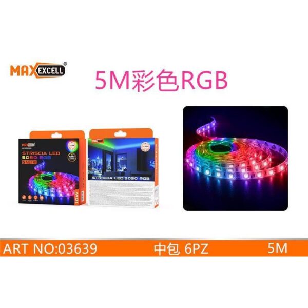 55331 8201180542027 03639 NASTRO LED C/ALIMENTATORE RGB C/EFFETTI CM.500