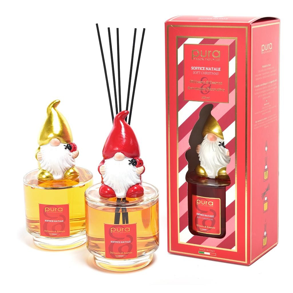 55443 8056001099293 99293 MERCURY diffusore di essenza christmas elf con bacchette in cotone 500ml soffice natale