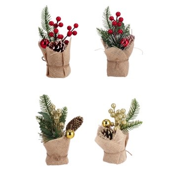 55602 8057586088276 108827 STAR addobbo fiore natalizio con vaso e base juta 24cm
