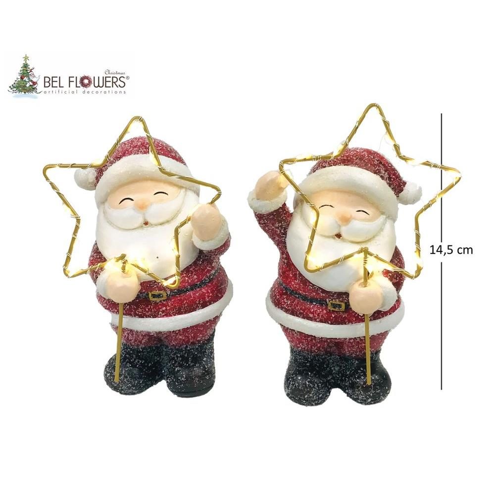 55681 8056248001141 BFDB223-00114 STATUA INNEVATA BABBO NATALE CON STELLA LUMINATA 14,5X10,3X6,8CM