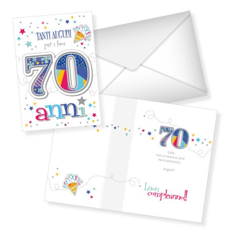 56049 8051577037632 30-700 biglietto augurale cartolina tanti auguri per i tuoi 70 anni