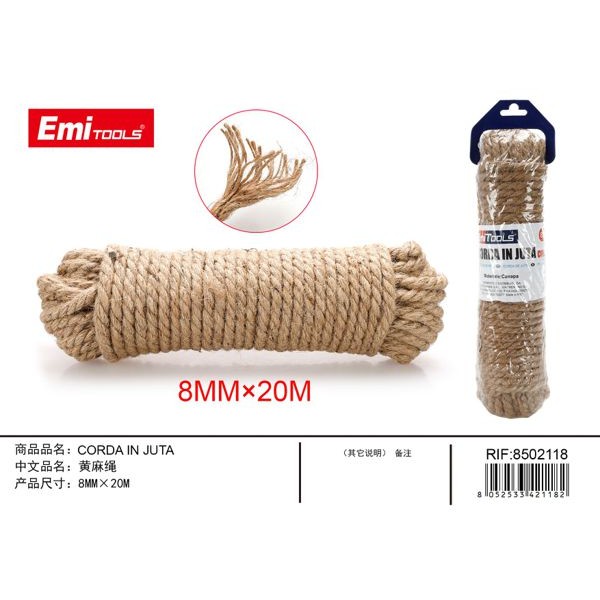 56184 8052533421182 8502118 EMI corda in juta 8mm x 20mt