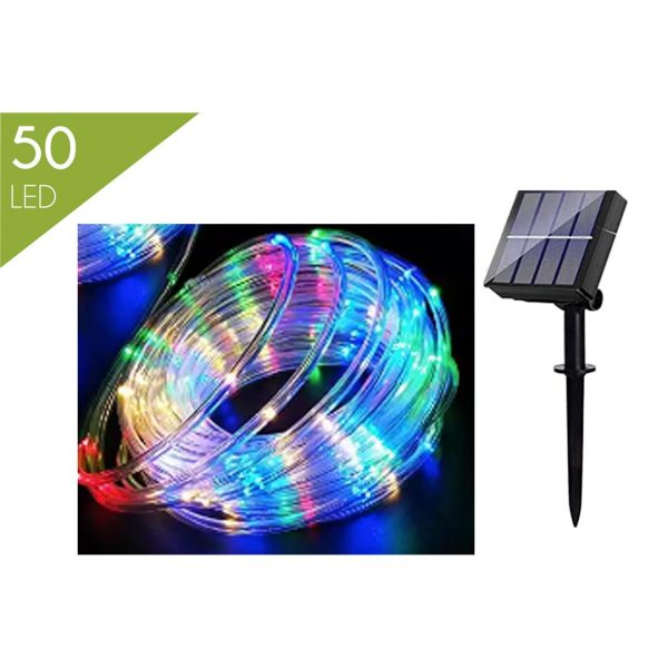 56526 3120370762456 76245 CP TUBO LED 5M 50 MINI LUCI DI NATALE MULTICOLOR ENERGIA SOLARE &CAVO 1M CONTENITORE IP44