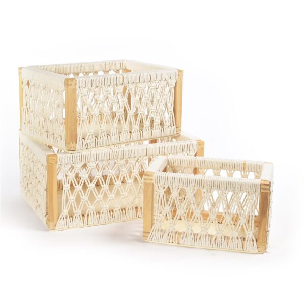 56559 8034052718554 18554-L CESTA IN LEGNO E CORDA GRANDE CM.37.5 X 28.5 X H17CM