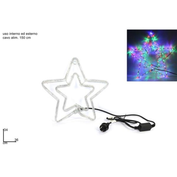 56970 8033113430312 XNA14005271 figura tubo led da esterno 220v 48 led doppia stella & spina ip44 multicolor
