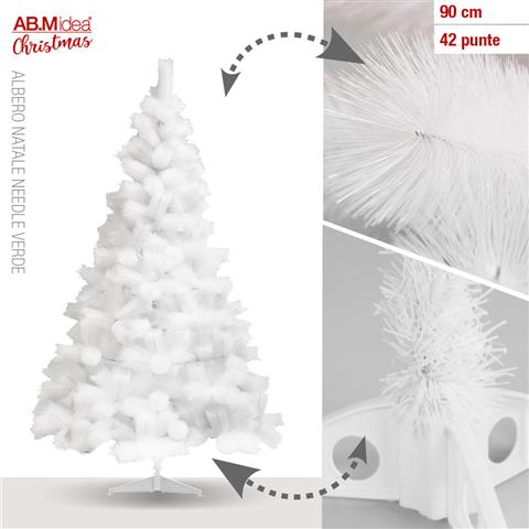57432 8050767198665 HX945385 albero di natale abete needle bianco h 90cm 42 punte ø10cm