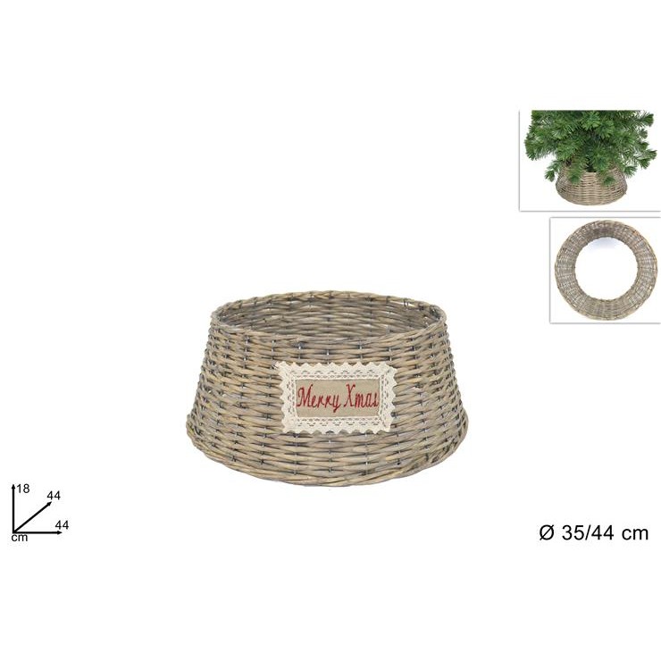 57472 8033113561474 AL004140 cesta copri base albero di natale ø35/44 x h18cm naturale
