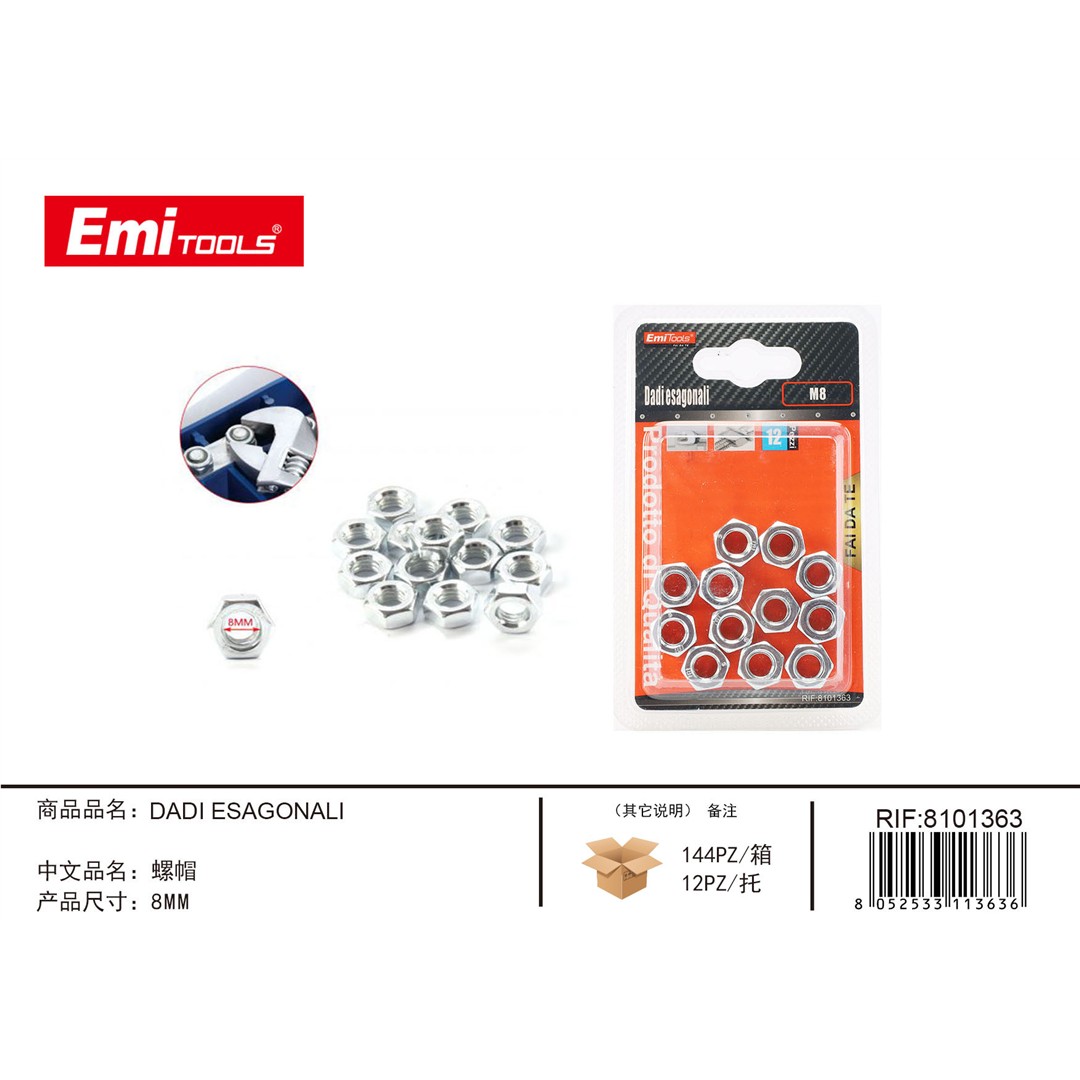 57712 8052533113636 8101363 EMI dadi esagonali m8 12pz