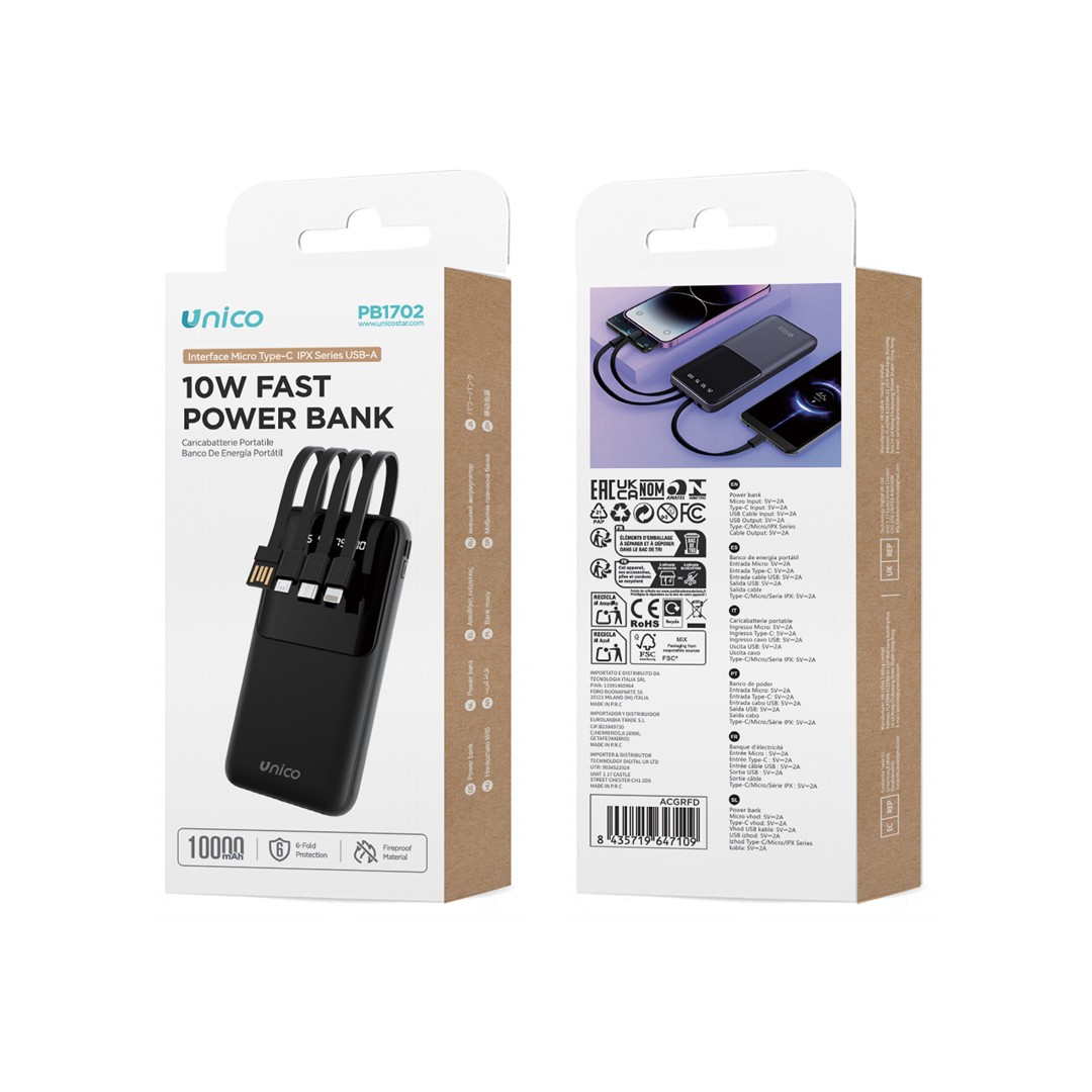 58284 8435719647109 PB1702 powerbank con display digitale multipresa 10000ma