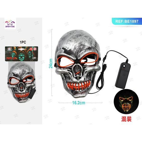 58590 8058617306970 BE1897 halloween maschera scheletro in plastica con luci