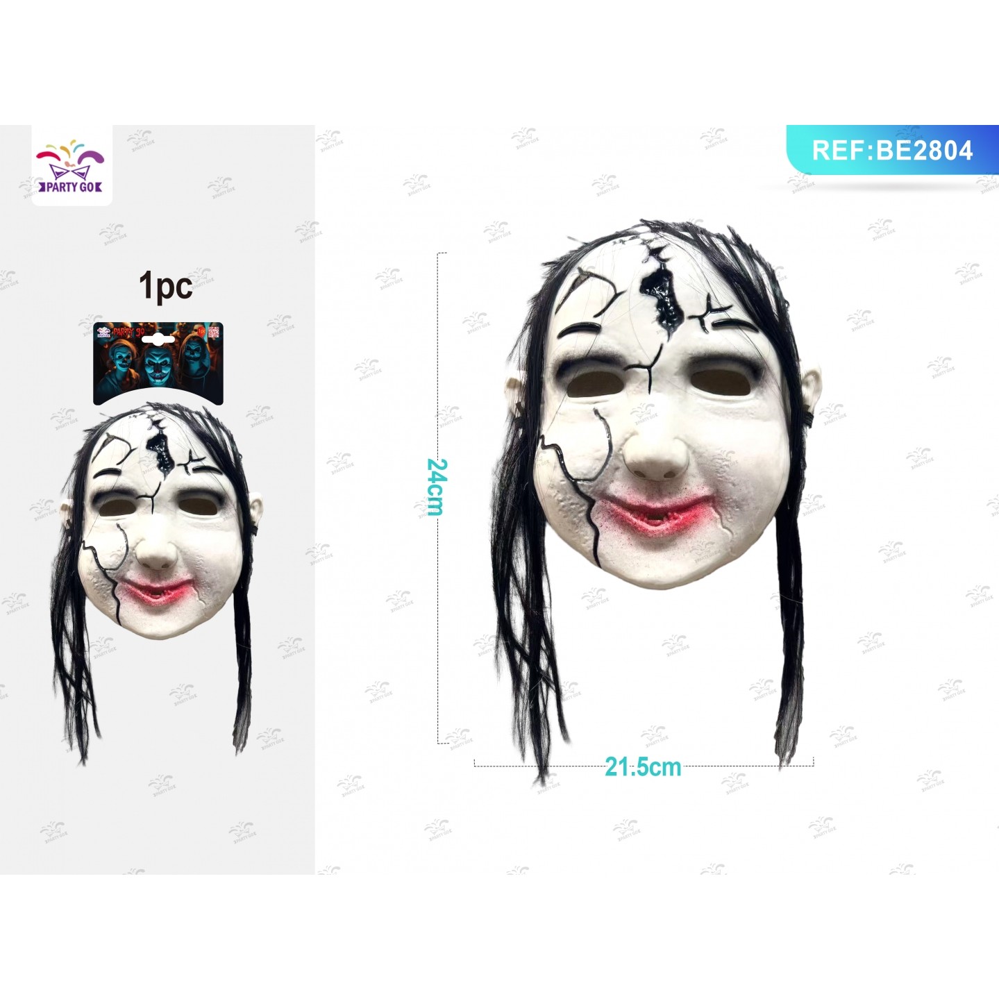 58660 8058617981740 BE2804 halloween maschera in plastica con capelli