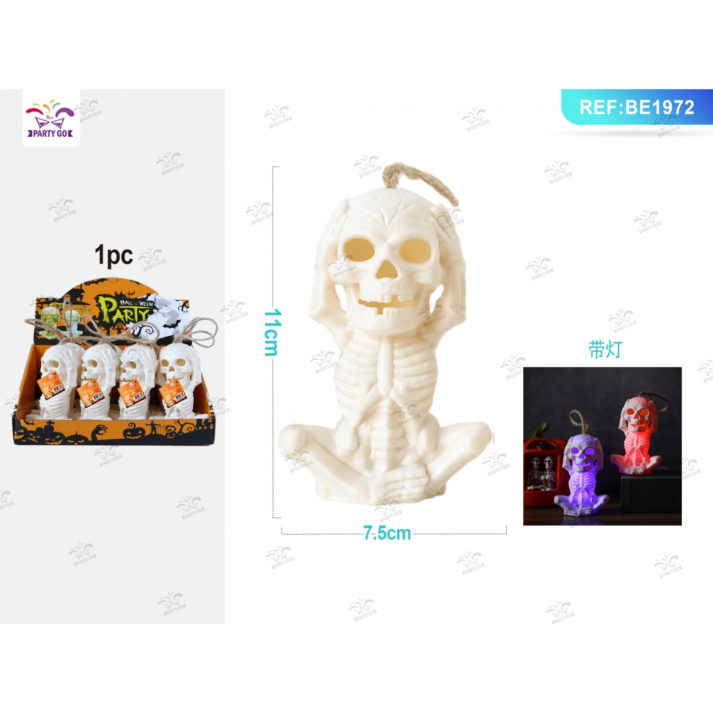 58981 8058617307724 BE1972 halloween candela led scheletro