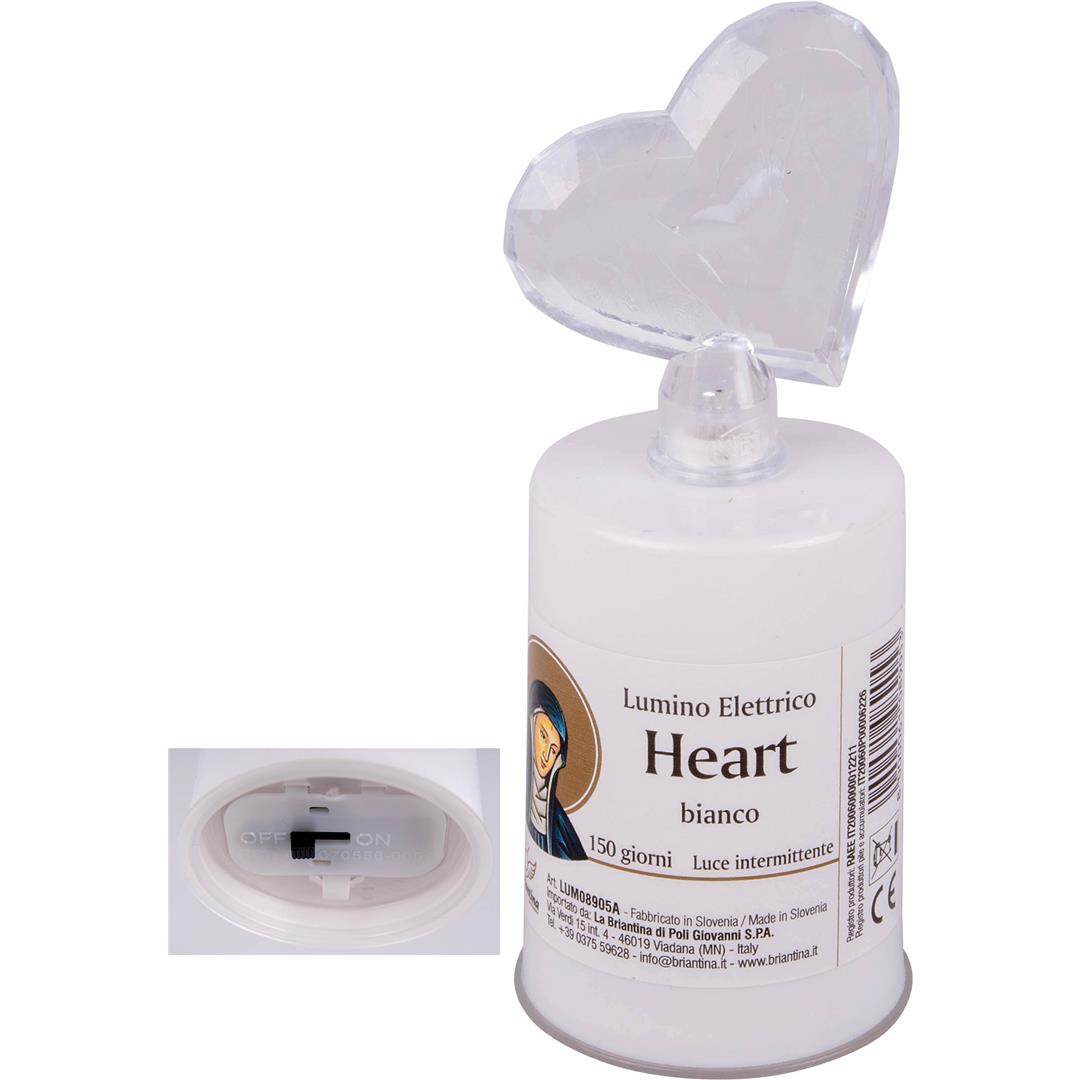 59019 8000061089053 LUM08905A LUMINO ELETTRICO HEART BIANCO 150 GIORNI