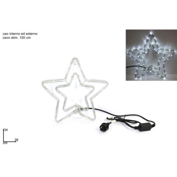 59372 8033113339738 XNA12003431 figura tubo led da esterno 220v 48 led doppia stella & spina ip44 bianco