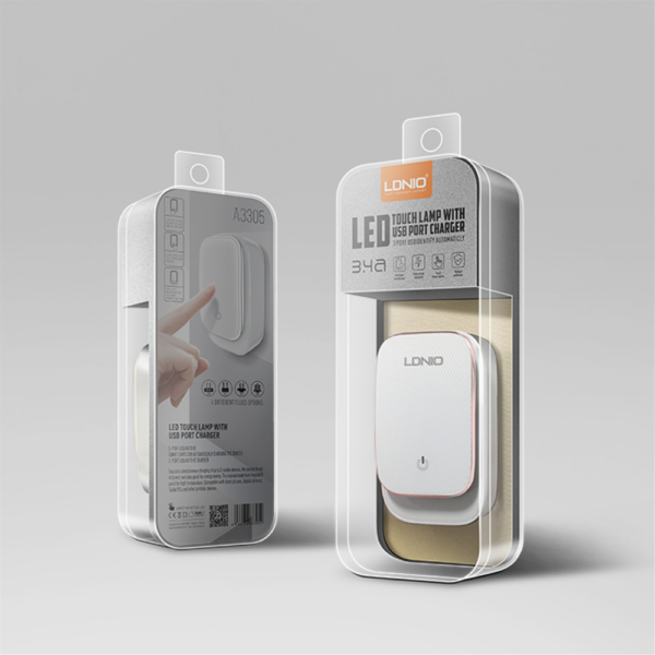59796 6933138633052 23004 ldnio universale caricatore per cellulare 220v ingresso usb 3porte 3,4a con lampada