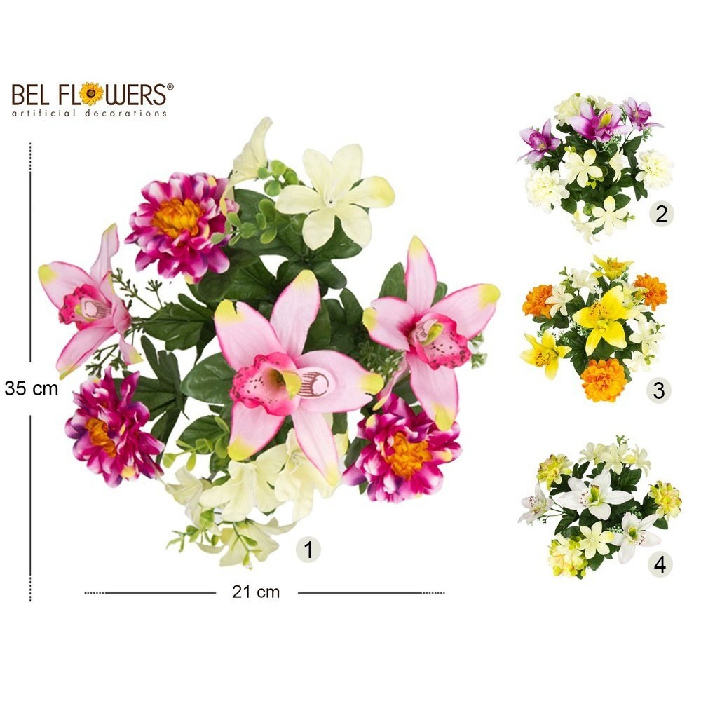 59911 8050260000120 BFK0133 fiore mazzo medio zinnie/orchidee h35cm