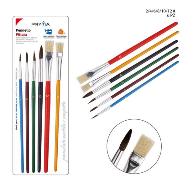 59964 8034139352114 0132044 PENNELLI PITTURA IN LEGNO 6PZ ASS.