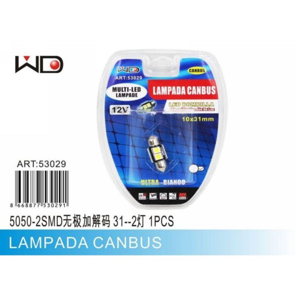 60000 8668877530291 53029 LAMPADINA AUTO SILURO C5W 5050 LED/2SMD CM.D-1 X 3,1