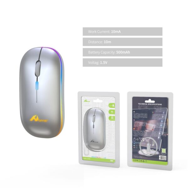 60670 8436577762898 WZ-20H12 MOUSE BLUTOOTH ILLUMINATO PER GIOCHI ARGENTO MS-032