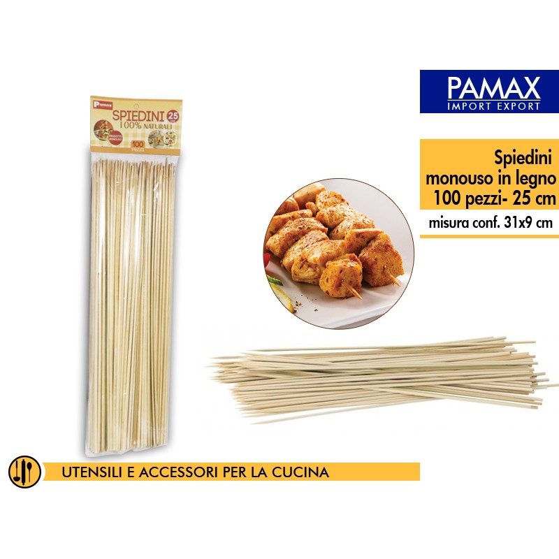 60708 8027501059810 PA4083 spiedini bamboo 100pz 25cm
