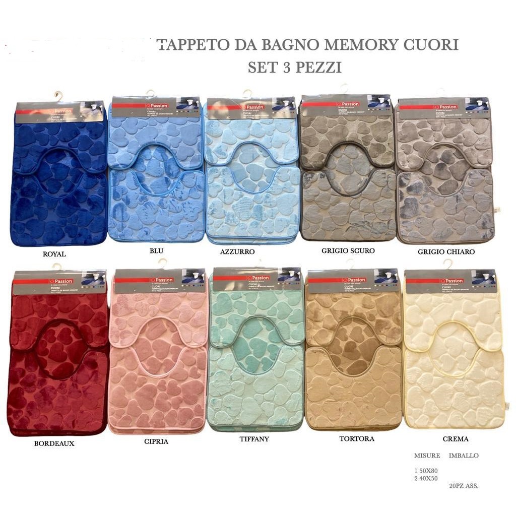 61074 8055713729535 TRS02 tappeti bagno tris parure memory t.unita 3d stampato