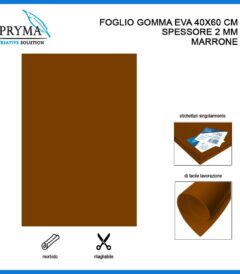 61221 8435250956258 PN563-4 FOGLIO IN GOMMA EVA CM.40 X 60 MARRONE