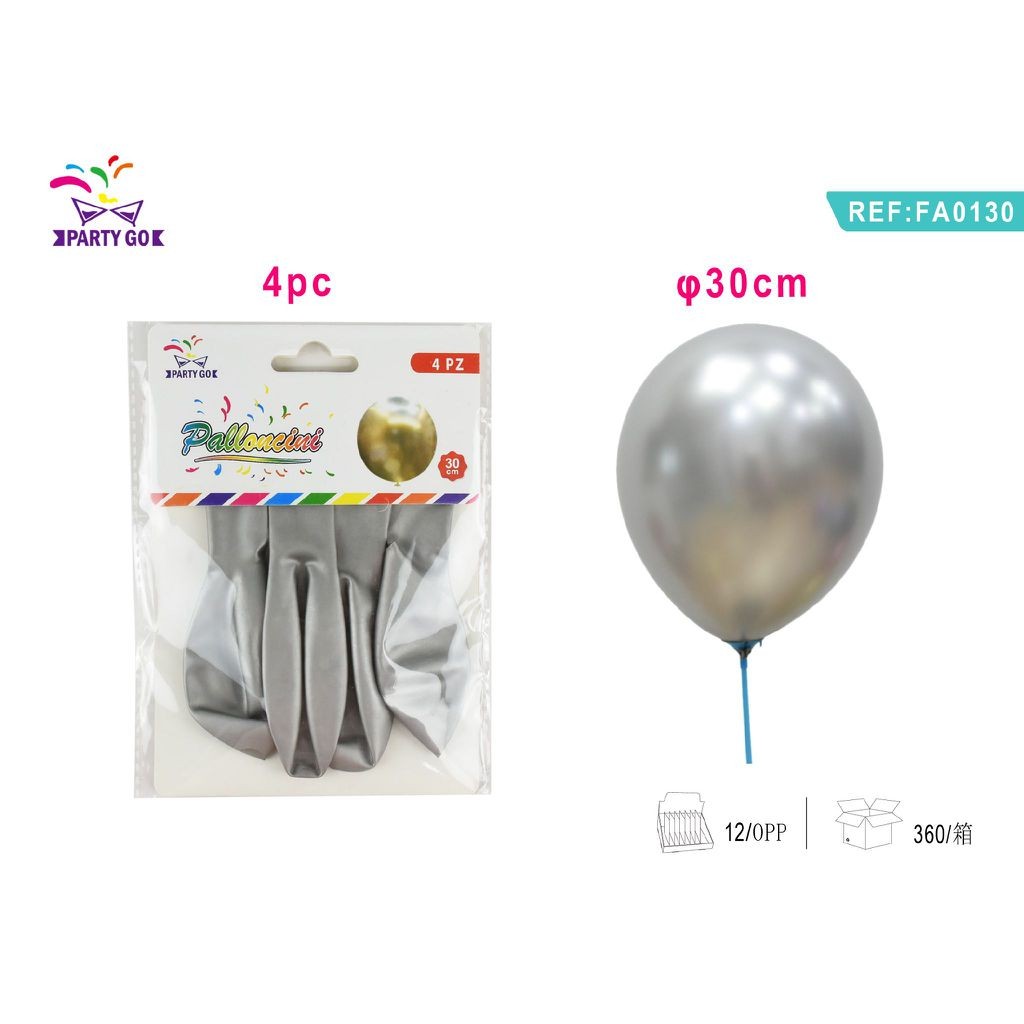 61241 8058617587300 FA0130 palloncini argento cm.30 4pz