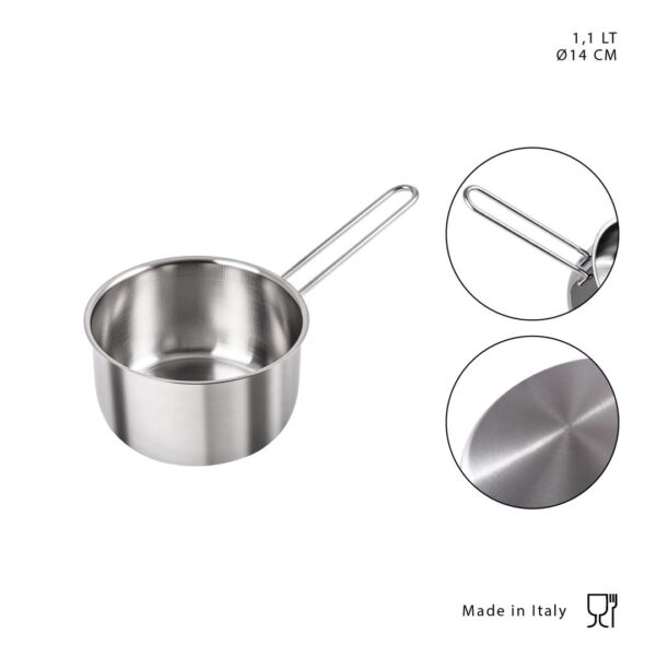 61246 8055769928524 0220717 CASSERUOLA ACCIAIO 1MANICO Ø14CM
