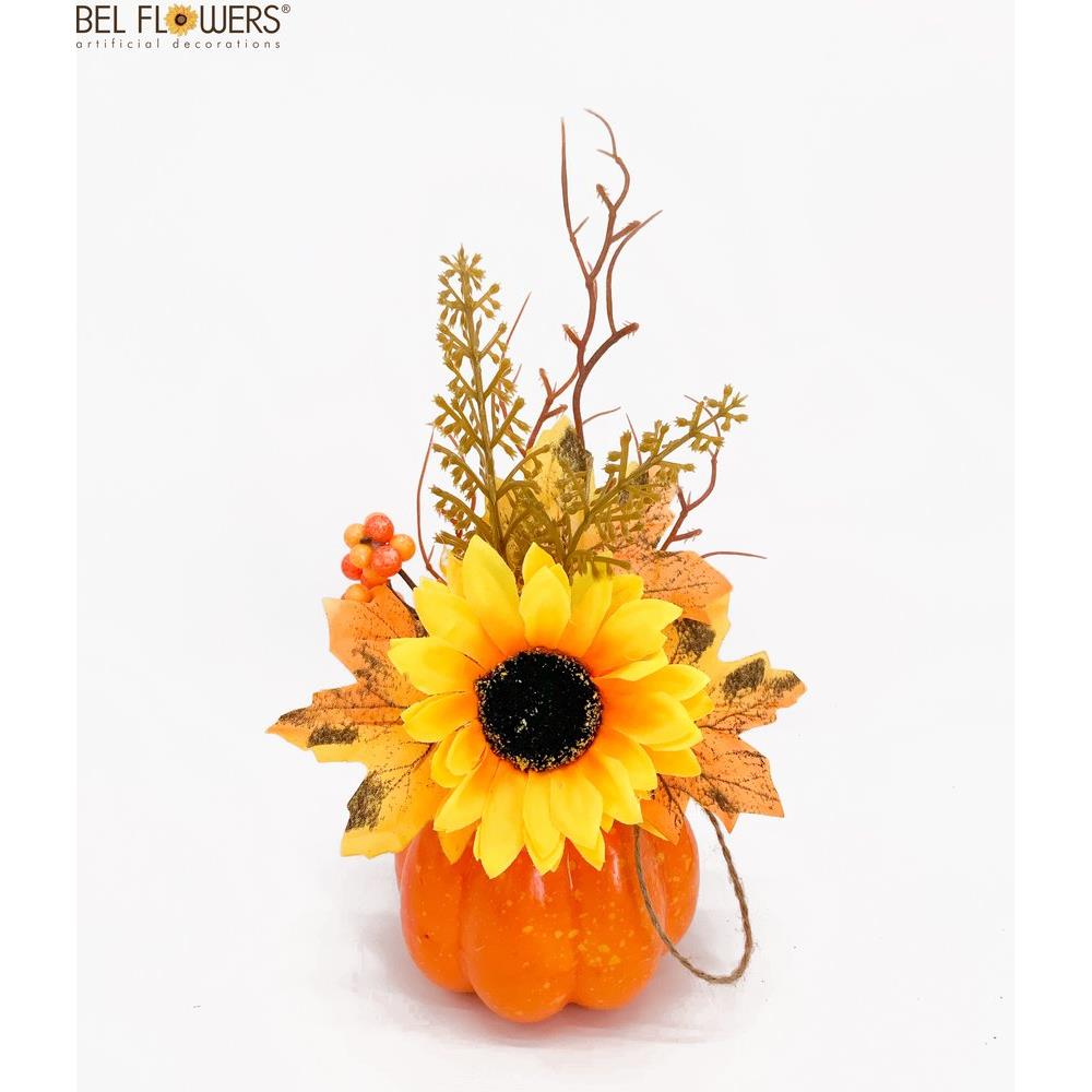 61328 8050260027271 BFSD151 PIANTINA AUTUNNO VASO ZUCCA E GIRASOLE 22CM