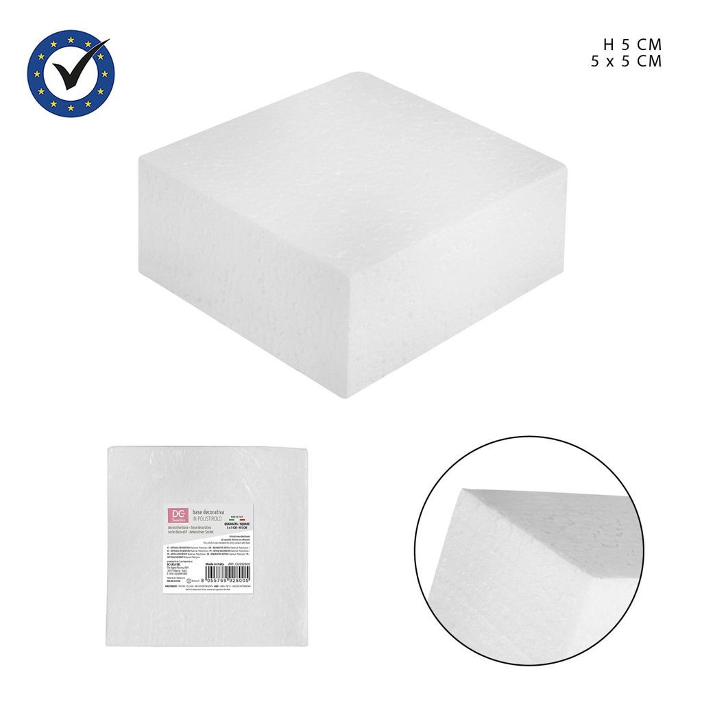61390 8055769928005 0220357 DC base torta quadra polistirolo 05x05xh05cm