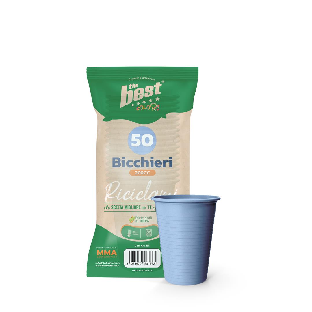 62275 8053670581562 208991 VISCIO the best bicchieri riciclabili 50pz 200ml azzurro