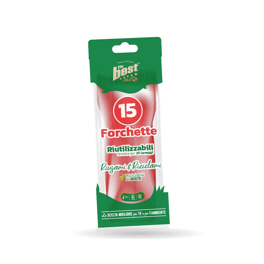 62355 8053670582101 2099179 VISCIO coord. rosso forchette riciclabili 15pz