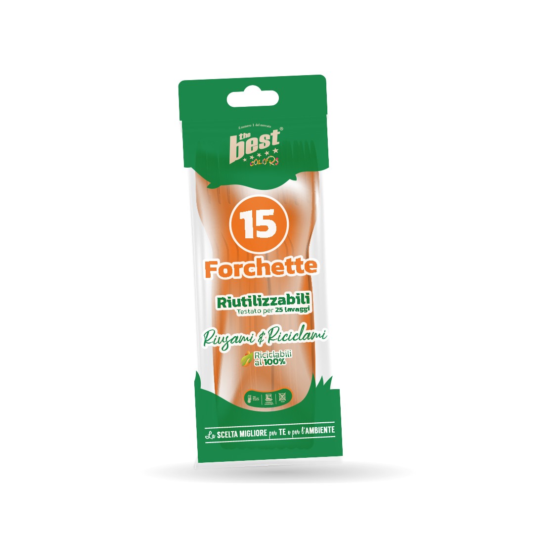 62356 8053670582187 209015 VISCIO coord. arancione forchette riciclabili 15pz