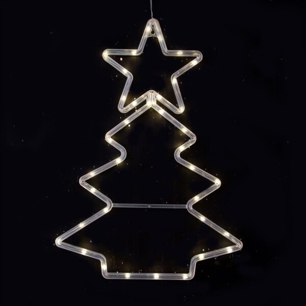 62840 8034116442203 1644220 SAIS figura tubo led da esterno 36 led albero 32x44cm a batteria cavo 30cm bianco caldo con timer