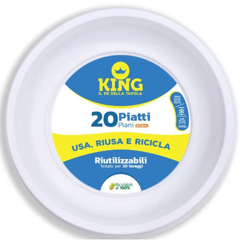 62959 8053670580534 KING 200/21 king piatti piani riciclabili 20pz ø22cm bianco