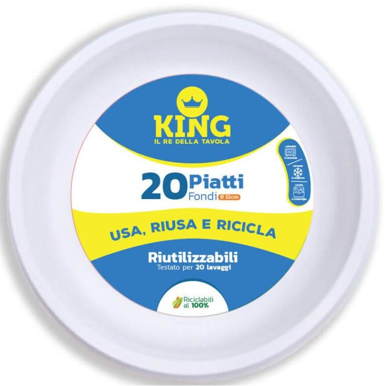 62969 8053670580541 KING 201/17 king piatti fondi riciclabili 20pz ø22cm bianco