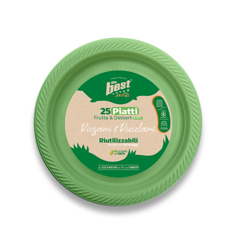 63070 8053670580664 207814 VISCIO the best piatti dessert riciclabili 25pz ø17cm verde