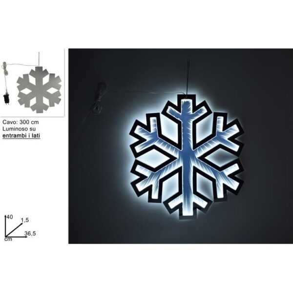 63141 8053482116662 CA013141 luci di natale a led effetto 3d a specchio sui due latiin fibra ottica da interno fioco di neve ø40cm con base d’appoggio