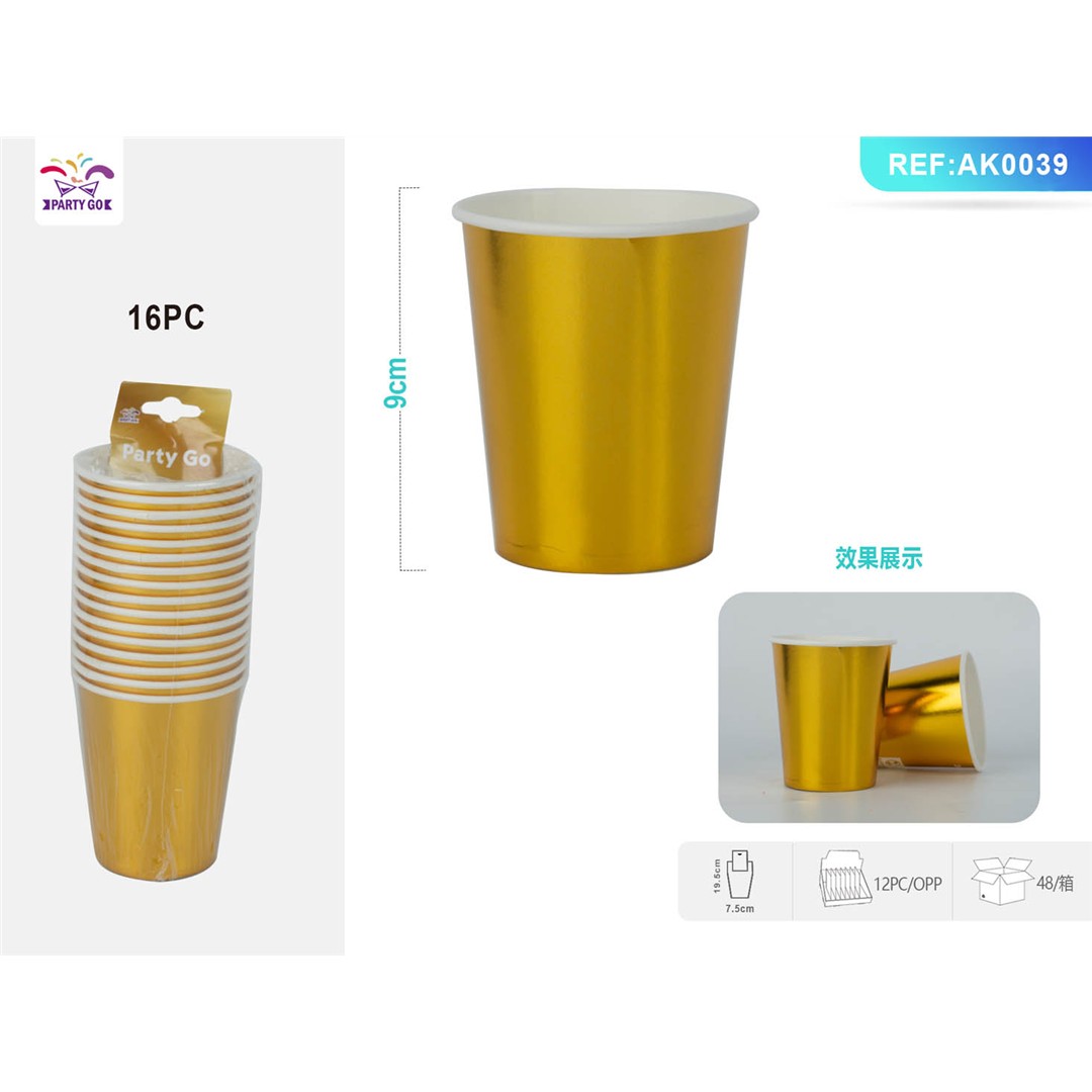 63312 8058617518397 AK0039 bicchieri di carta oro 250ml 16pz
