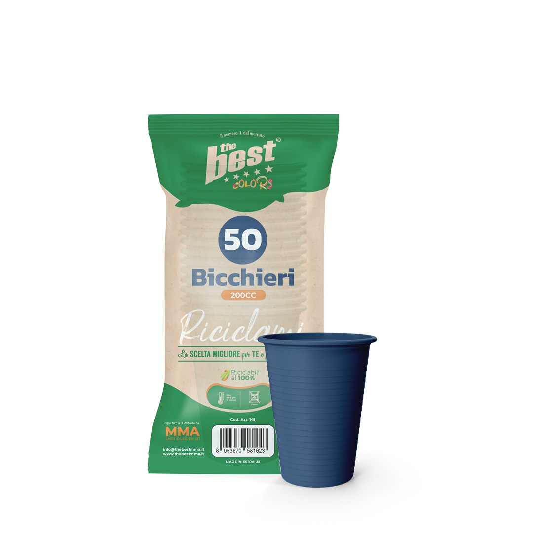 63390 8053670581623 208997 VISCIO coord. blu bicchieri riciclabili 50pz 200ml