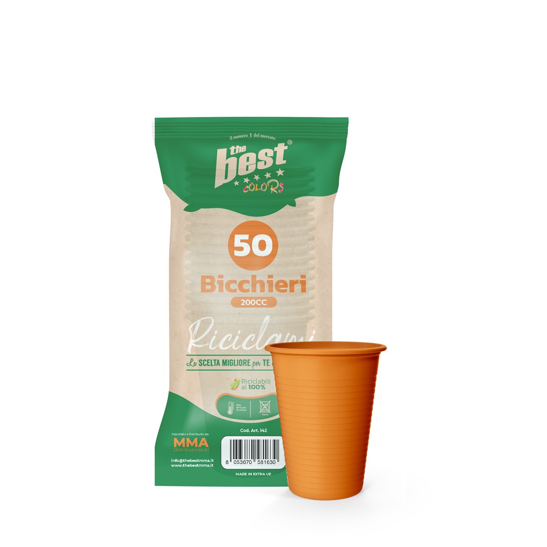 63391 8053670581630 208998 VISCIO coord. arancione bicchieri riciclabili 50pz 200ml