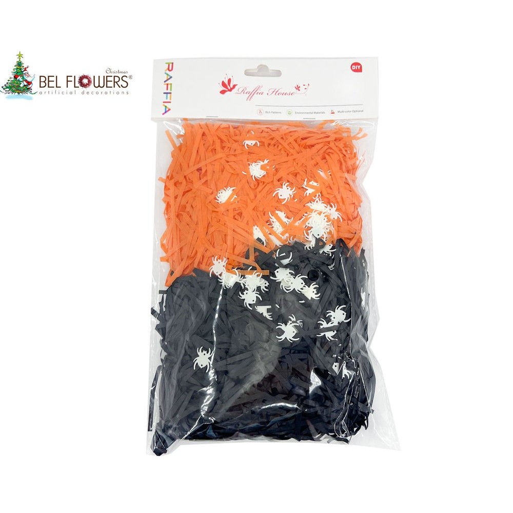 63498 8056248008683 BFHF091-00868 halloween decoro arancione e nero con ragnetti 30gr